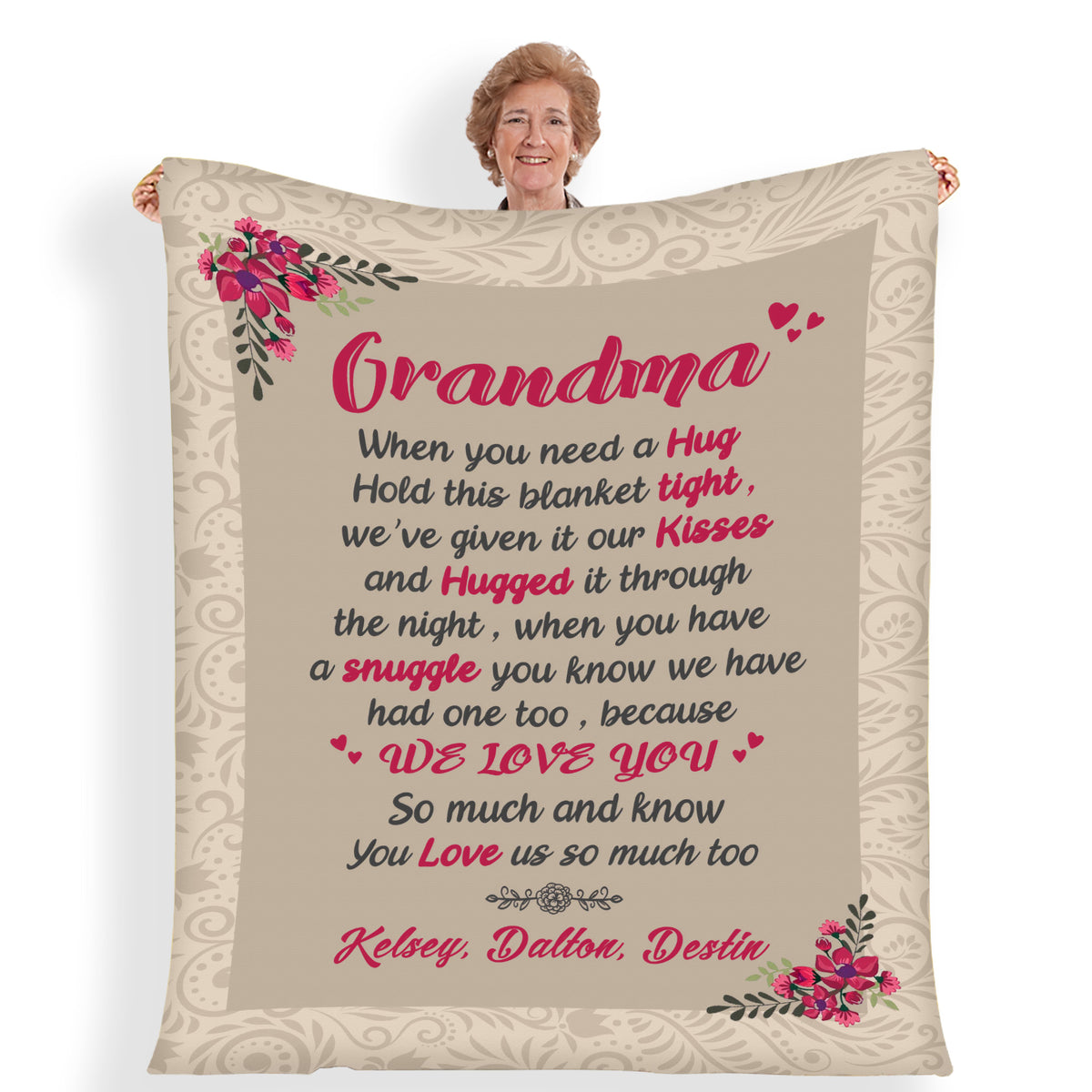 Personalized Postcard Message Blanket For Grandma/Mom/Grandpa/Papa - C