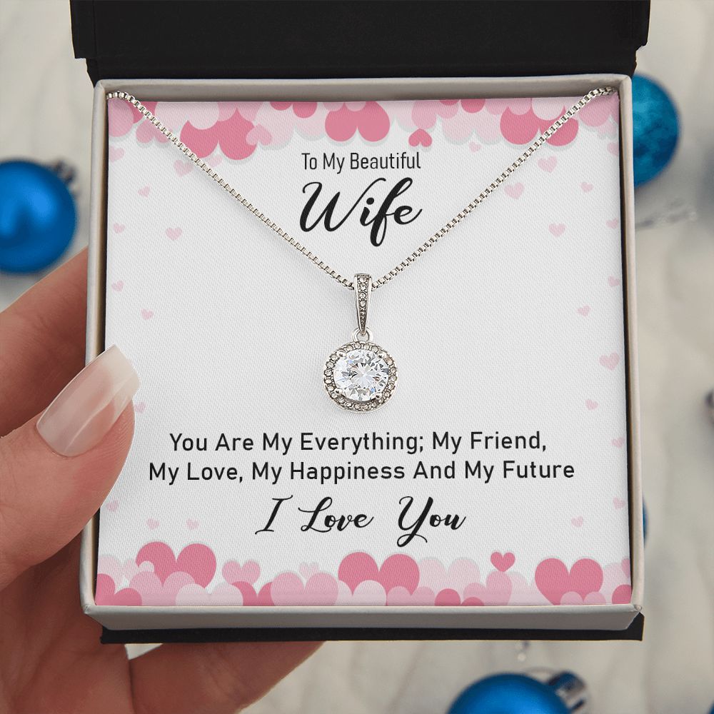 TO MY WIFE, ETERNAL HOPE NECKLACE WITH MESSAGE CARD, UNIQUE GIFT FOR HER, BIRTHDAY GIFT FOR WIFE