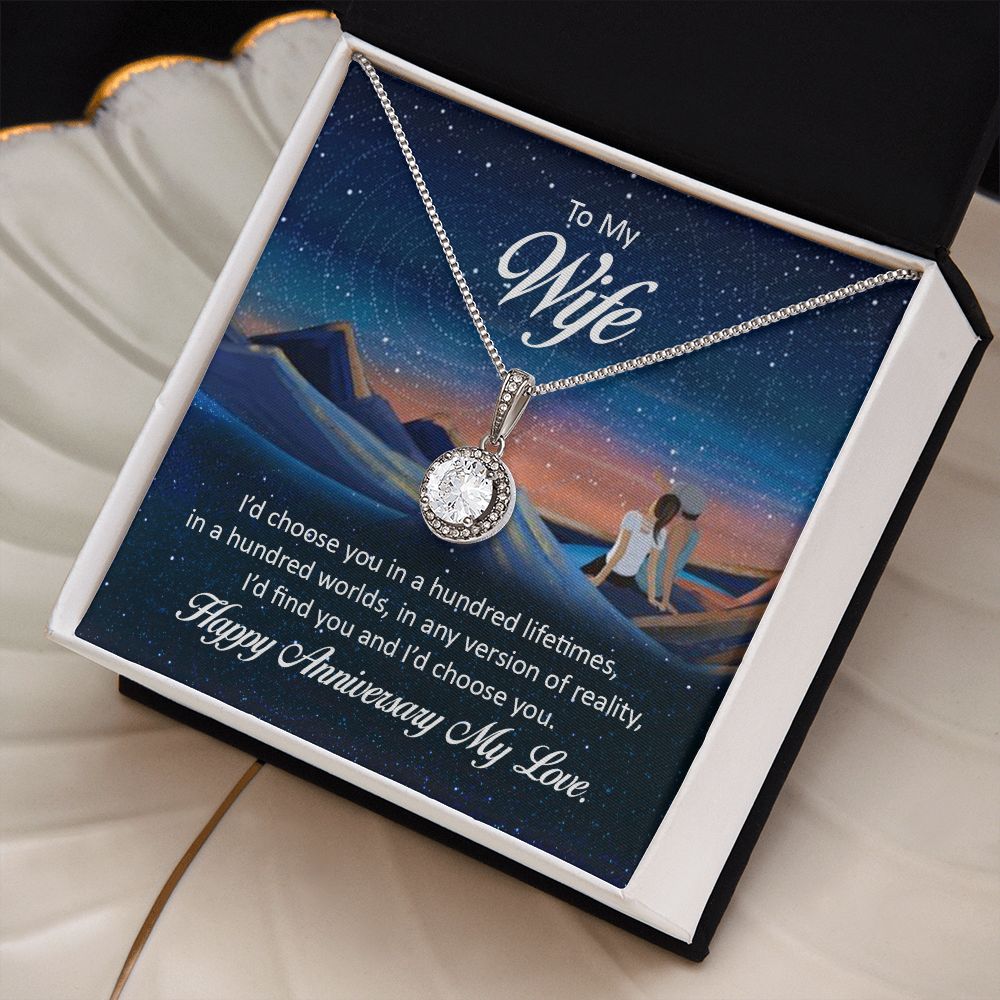TO MY WIFE NECKLACE WITH BEAUTIFUL MESSAGE CARD, ANNIVERSARY GIFT FOR HER