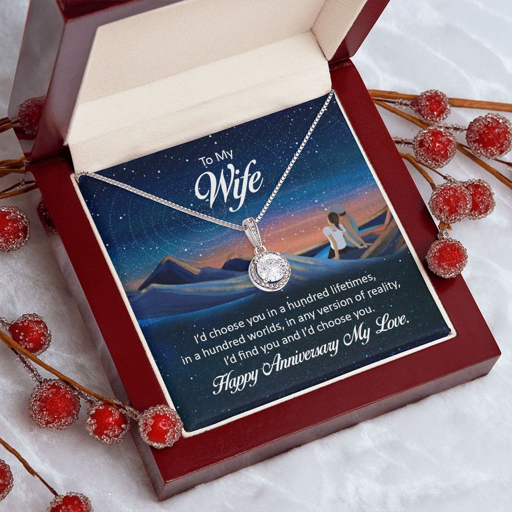 TO MY WIFE NECKLACE WITH BEAUTIFUL MESSAGE CARD, ANNIVERSARY GIFT FOR HER