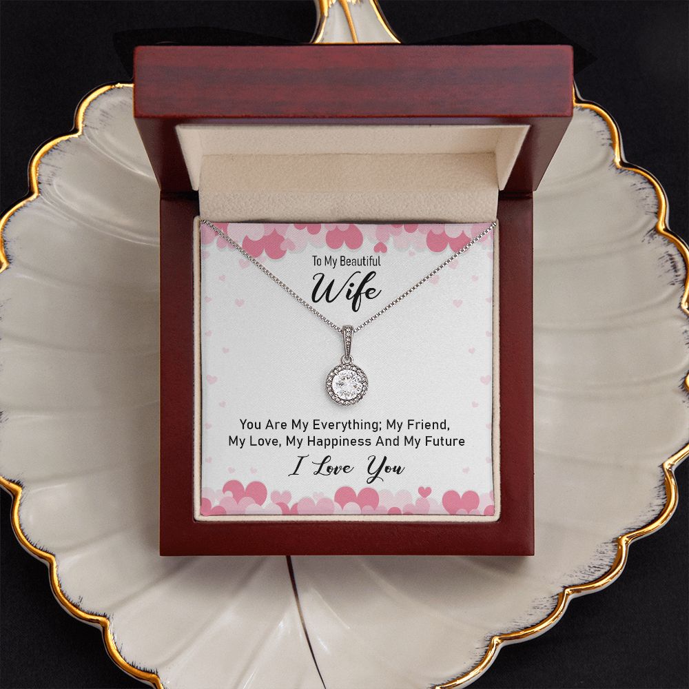 TO MY WIFE, ETERNAL HOPE NECKLACE WITH MESSAGE CARD, UNIQUE GIFT FOR HER, BIRTHDAY GIFT FOR WIFE