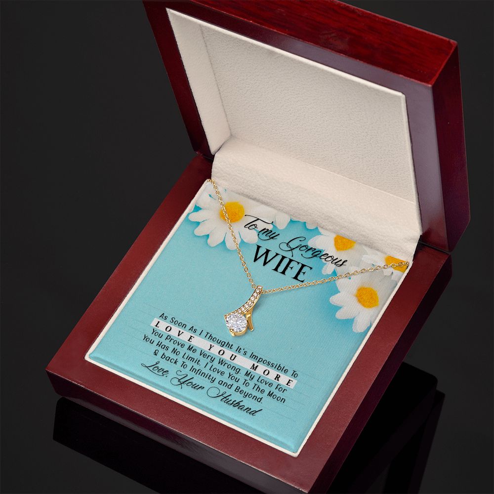 TO MY GORGEOUS WIFE, ALLURING BEAUTY NECKLACE WITH MESSAGE CARD, BIRTHDAY AND ANNIVERSAY GIFT FOR HER, NECKLACE FROM HUSBAND