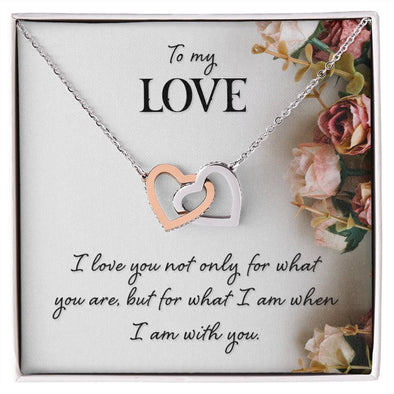 TO MY LOVE, INTERLOCKING HEART NECKLACE  WITH MESSAGE CARD, BIRTHDAY AND ANNIVERSAY GIFT FOR HER, NECKLACE JWELERY