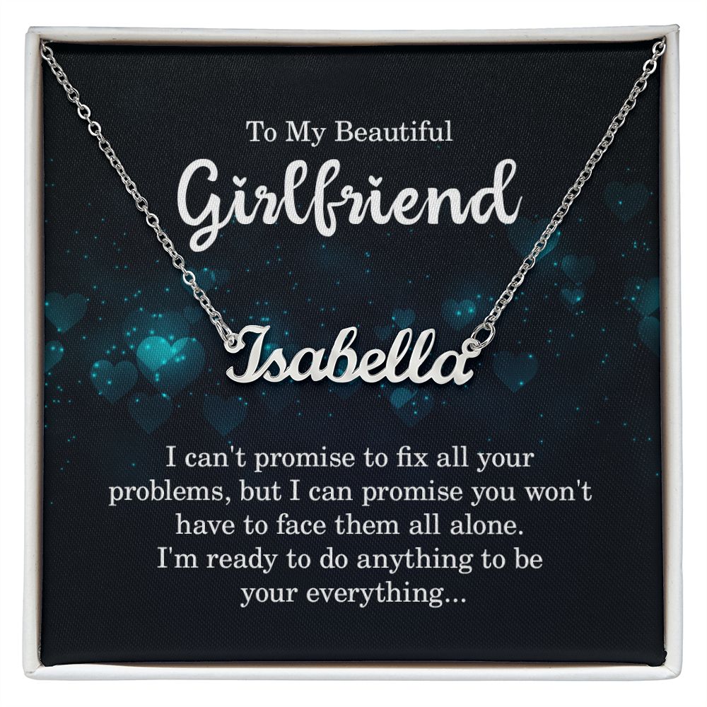 TO MY BEAUTIFUL GIRLFRIEND, CUSTOM NAME NECKLACE WITH MESSAGE CARD, BIRTHDAY GIFT FOR HER, NECKLACE PENDANT FOR GIRLFRIEND FROM BOYFRIEND