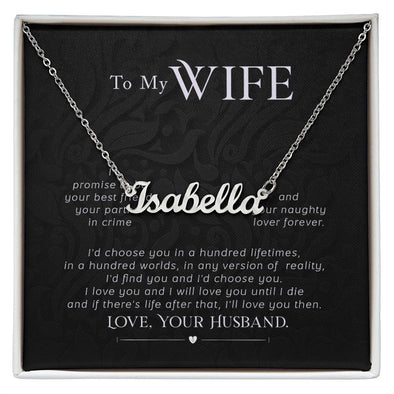 MY WIFE, CUSTOM NAME NECKLACE, GIFT FOR HER, NECKLACE PENDANT WITH MESSAGE CARD, FOR WIFE FROM HUSBAND