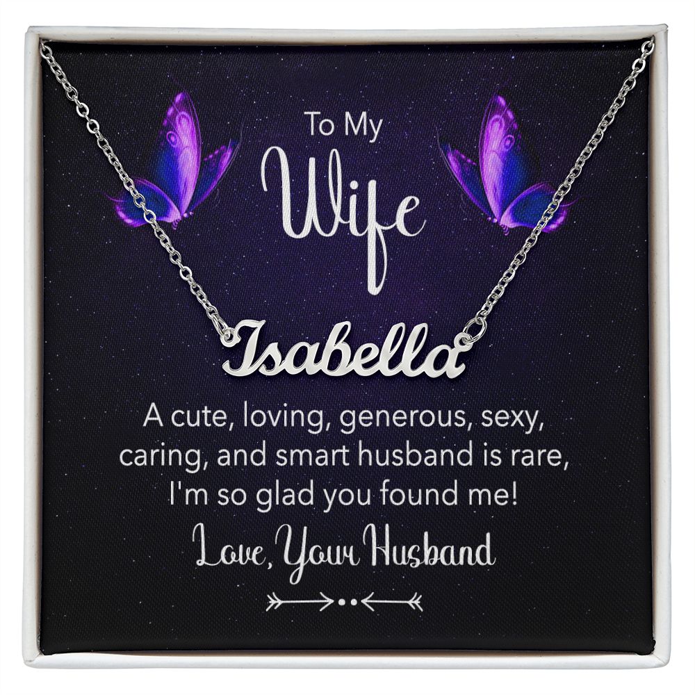 TO MY WIFE, CUSTOM NAME NECKLACE, GIFT FOR HER, NECKLACE PENDANT WITH MESSAGE CARD, FOR WIFE FROM HUSBAND