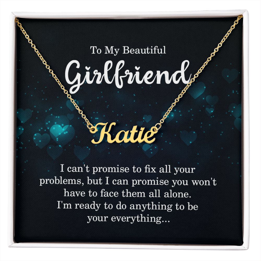 TO MY BEAUTIFUL GIRLFRIEND, CUSTOM NAME NECKLACE WITH MESSAGE CARD, BIRTHDAY GIFT FOR HER, NECKLACE PENDANT FOR GIRLFRIEND FROM BOYFRIEND