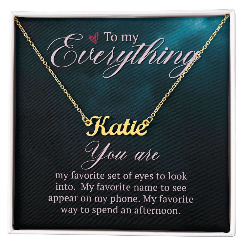 TO MY EVERYTHING, CUSTOM NAME NECKLACE, GIFT FOR HER, NECKLACE PENDANT WITH MESSAGE CARD, FOR WIFE FROM HUSBAND
