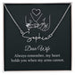 DEAR WIFE, SIGNATURE NAME NECKLACE WITH HEART CHARACTER, BIRTHDAY GIFT FOR HER, NECKLACE PENDANT WITH MESSAGE CARD, FOR WIFE FROM HUSBAND