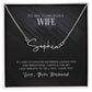 TO MY GORGEOUS WIFE, SIGNATURE NAME NECKLACE, GIFT FOR HER, NECKLACE PENDANT WITH MESSAGE CARD, FOR WIFE FROM HUSBAND