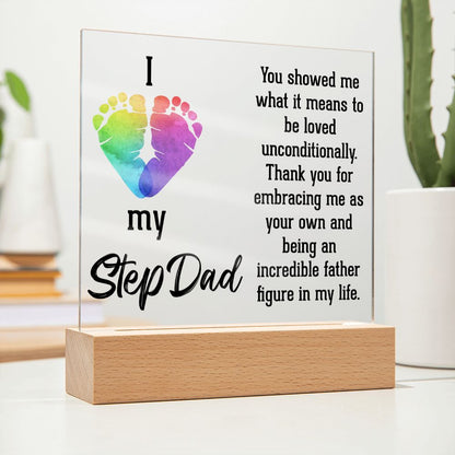 ACRYLIC PLAQUE WITH WOODEN LED BASE, GIFT FOR DAD, FATHERS DAY GIFT, DESK DECOR, DAD GIFT FROM DAUGHTER/SON