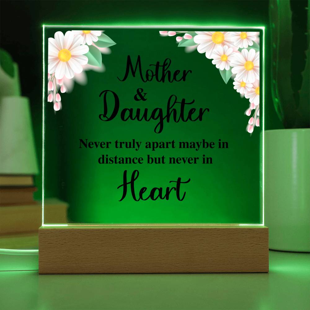 MOM AND DAUGHTER, ACRYLIC PLAQUE WITH WOODEN LED BASE, MOTHERS DAY GIFT, DAUGHTER GIFT FROM MOM, MOTHER AND DAUGHTERS DAY GIFT, BIRTHDAY GIFT