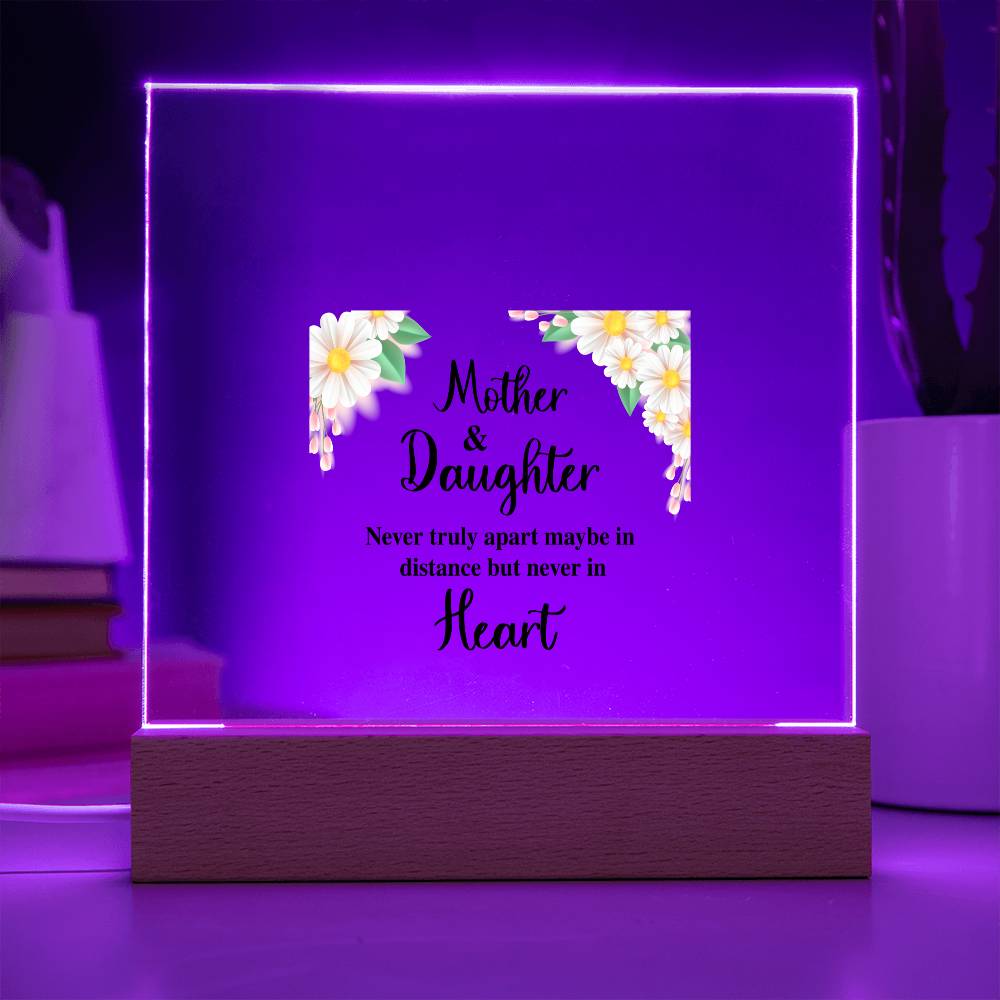 MOM AND DAUGHTER, ACRYLIC PLAQUE WITH WOODEN LED BASE, MOTHERS DAY GIFT, DAUGHTER GIFT FROM MOM, MOTHER AND DAUGHTERS DAY GIFT, BIRTHDAY GIFT