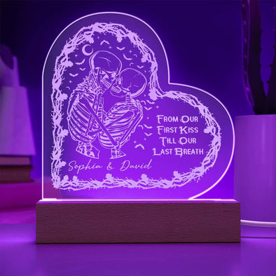 Couple heart shaped engraved acrylic plaque