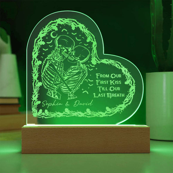 Couple heart shaped engraved acrylic plaque