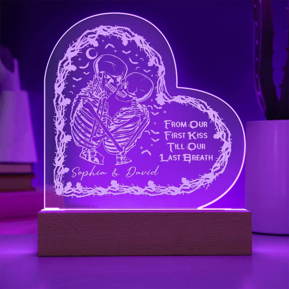 Couple heart shaped engraved acrylic plaque