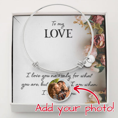 Personalized photo  bangle for wife, custom photo, gift for birthday , anniversary, bangle with message card
