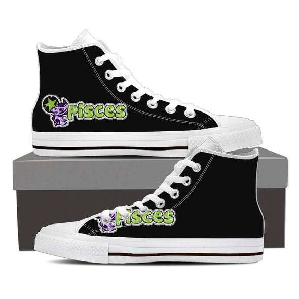 White Picses High Top Canvas Shoes