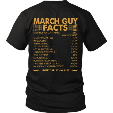 Limited Edition ***March Guy Facts Back Print*** Shirts & Hoodies