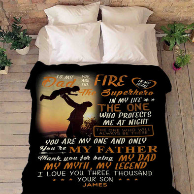 "To My Dad You Are The Superhero In My Life"- Personalized Blanket