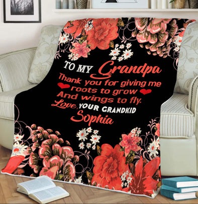 Thank You For Giving Me Roots To Grow Custom Blanket For Grandparents With Kids Names