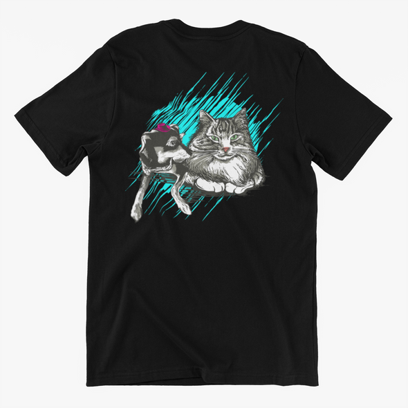 Unisex T-shirt With Cat And Dog Print