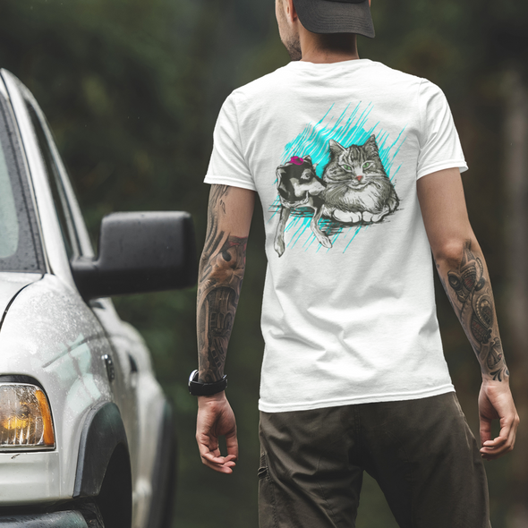 Unisex T-shirt With Cat And Dog Print