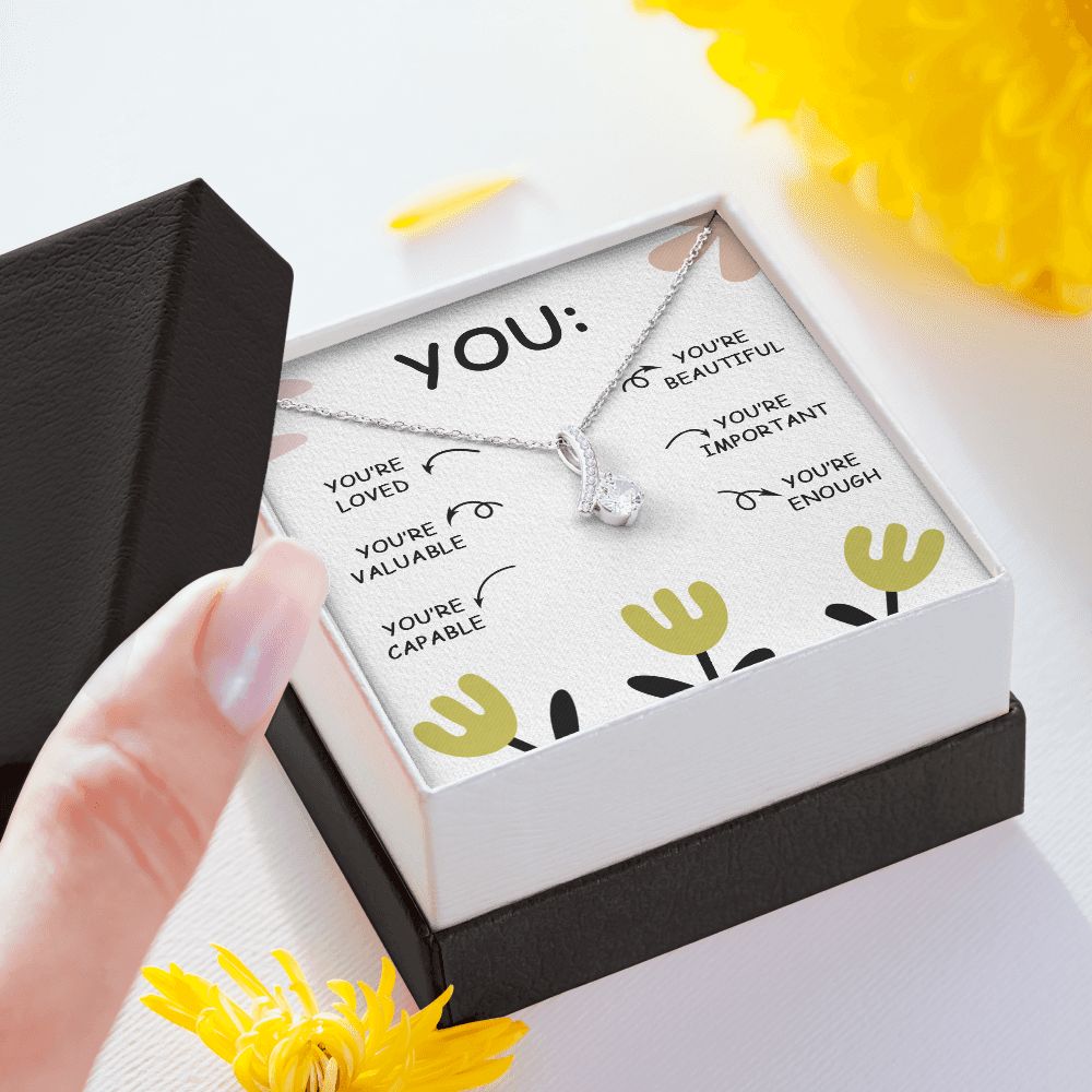 YOU'RE BEAUTIFUL, ALLURING BEAUTY NECKLACE, MOTIVATE YOUR LOVED ONES WITH THIS BEAUTIFUL MESSAGE CARD, UNIQUE GIFT FOR FRIENDS AND FAMILY