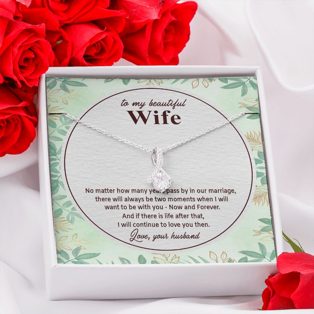 To My Beautiful Wife, Alluring Beauty Necklace, Necklace With Message Card, Gift For Her