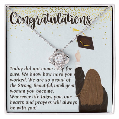 CONGRATULATION, LOVE KNOT NECKLACE FOR GRADUATION, CONGRATULATION GIFT FOR DAUGHTER/GRANDDAUGHTER/SISTER, GRADUATION GIFT FOR HER