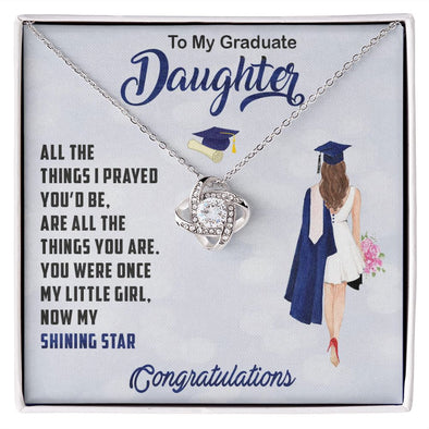 TO MY GRADUATE DAUGHTER, LOVE KNOT NECKLACE FOR DAUGHTER ON HER GRADUATION, FROM MOM/DAD, GRADUATION GIFT FOR HER