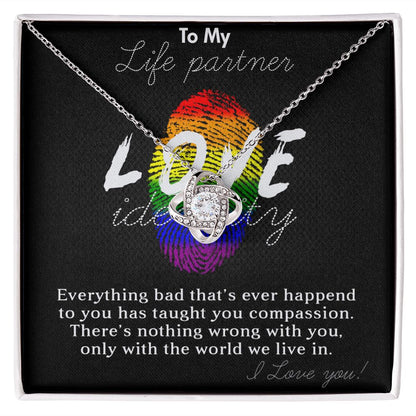 LOVE KNOT NECKLACE FOR SOULMATE, FOR YOUR LGBTQ PARTNER, WITH MESSAGE CARD, PRIDE NECKLACE,