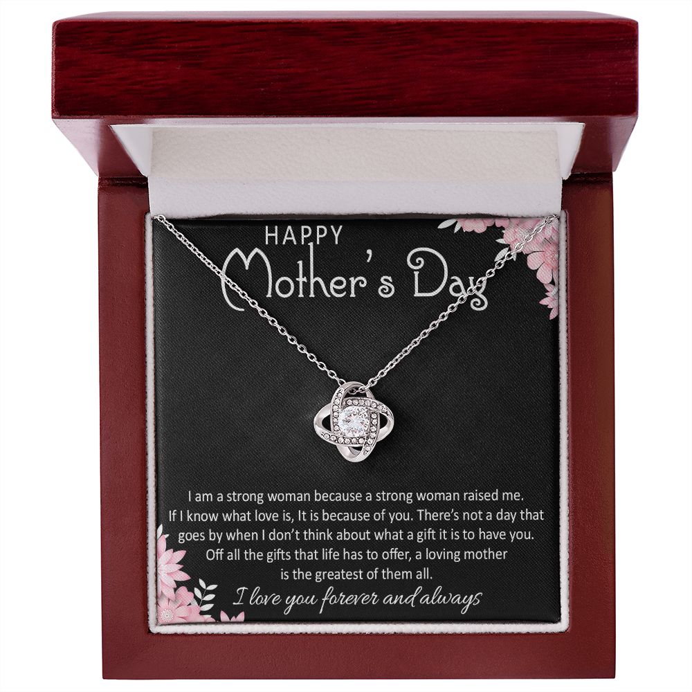 I LOVE YOU FOREVER AND ALWAYS, HAPPY MOTHER'S DAY, LOVE KNOT NECKLACE FOR MOM, NECKLACE WITH MESSAGE CARD, MOTHER'S DAY GIFT FOR HER