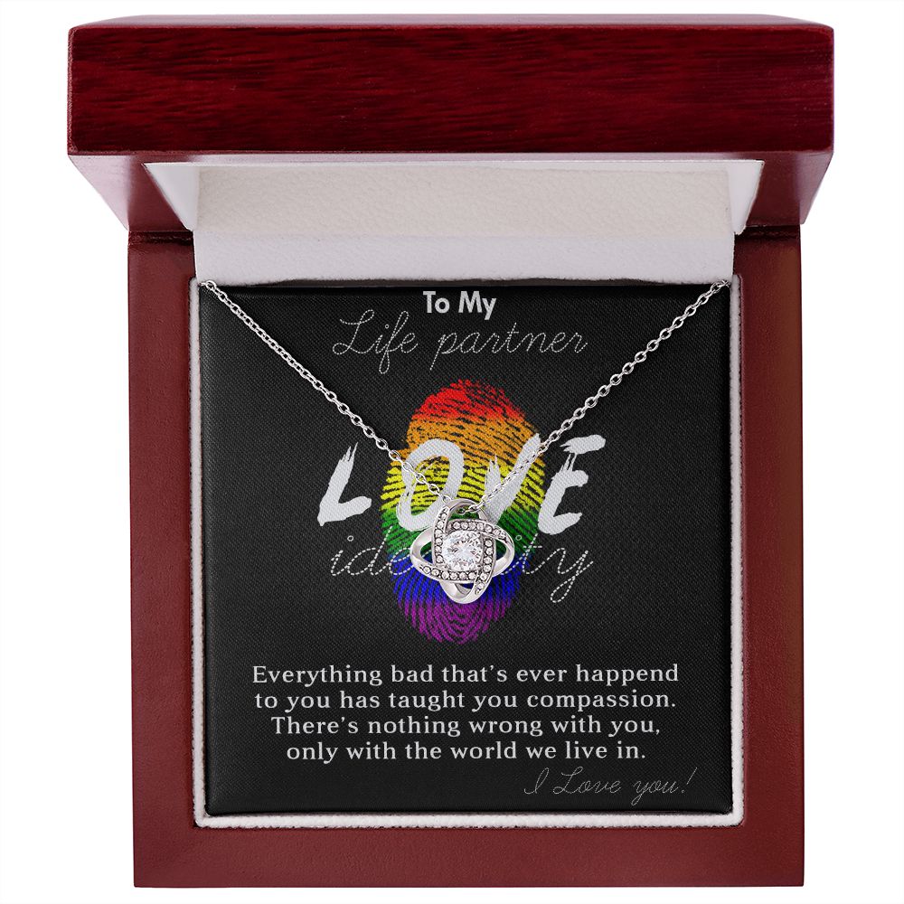 LOVE KNOT NECKLACE FOR SOULMATE, FOR YOUR LGBTQ PARTNER, WITH MESSAGE CARD, PRIDE NECKLACE,