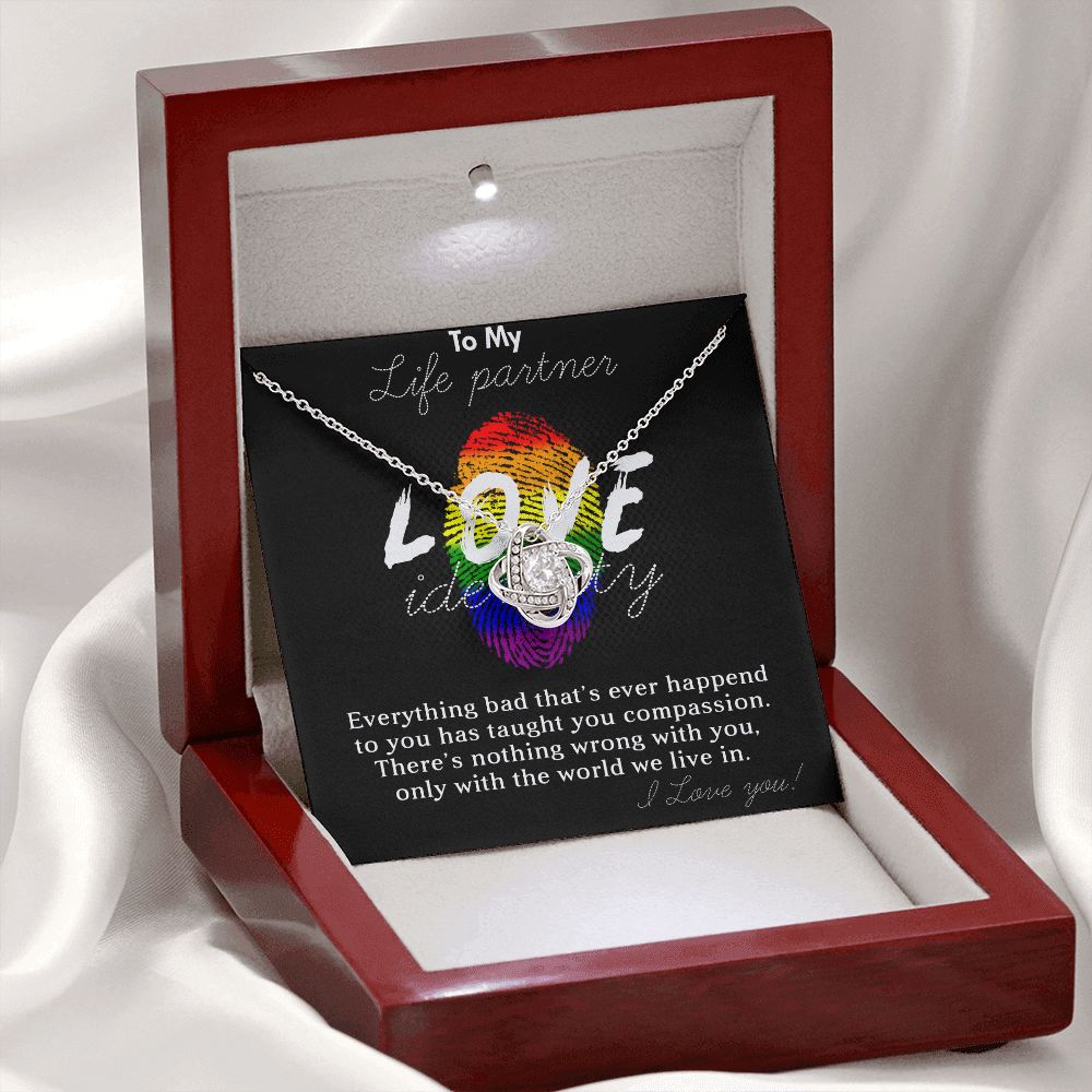 LOVE KNOT NECKLACE FOR SOULMATE, FOR YOUR LGBTQ PARTNER, WITH MESSAGE CARD, PRIDE NECKLACE,