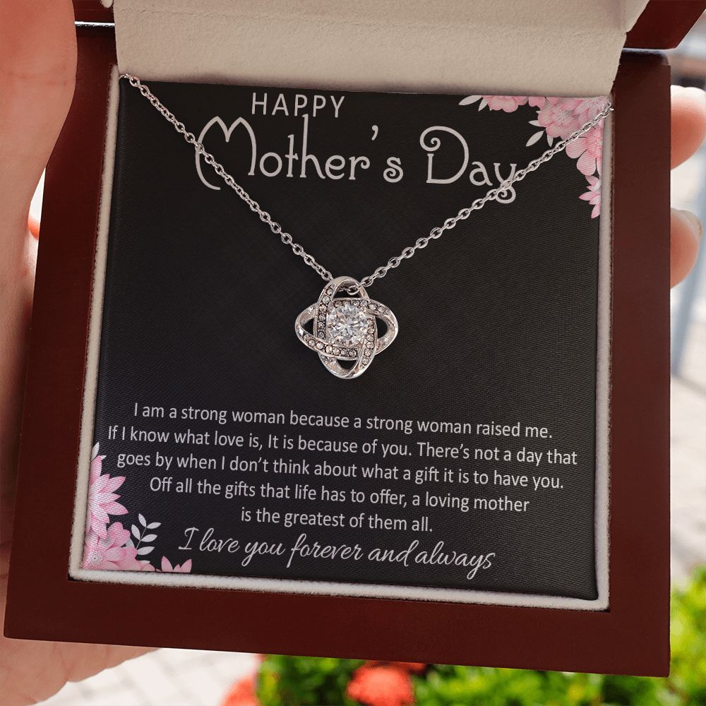 I LOVE YOU FOREVER AND ALWAYS, HAPPY MOTHER'S DAY, LOVE KNOT NECKLACE FOR MOM, NECKLACE WITH MESSAGE CARD, MOTHER'S DAY GIFT FOR HER