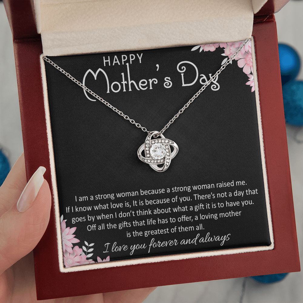 I LOVE YOU FOREVER AND ALWAYS, HAPPY MOTHER'S DAY, LOVE KNOT NECKLACE FOR MOM, NECKLACE WITH MESSAGE CARD, MOTHER'S DAY GIFT FOR HER