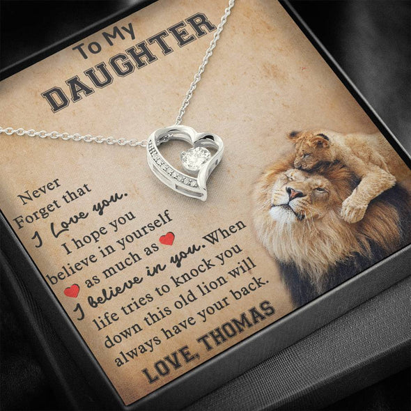 To My Daughter, Never Forget That I Love You, Necklace With Message Card, Birthday Gift, Customized Heart Necklace, Forever Love Necklace, Gift Ideas For Daughter