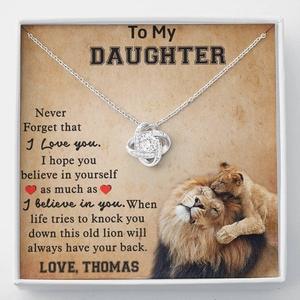 To My Daughter, Never Forget That I Love You, Necklace With Message Card, Gift Ideas For Daughter, Knot Custom Necklace, Customize Necklace, Birthday Gift