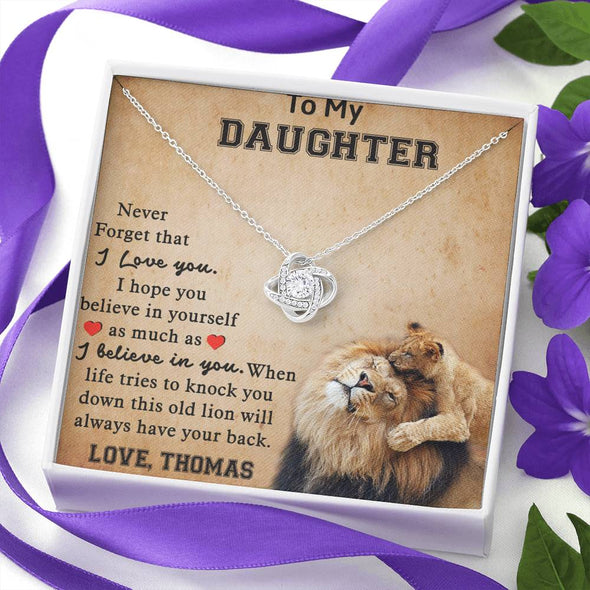 To My Daughter, Never Forget That I Love You, Necklace With Message Card, Gift Ideas For Daughter, Knot Custom Necklace, Customize Necklace, Birthday Gift
