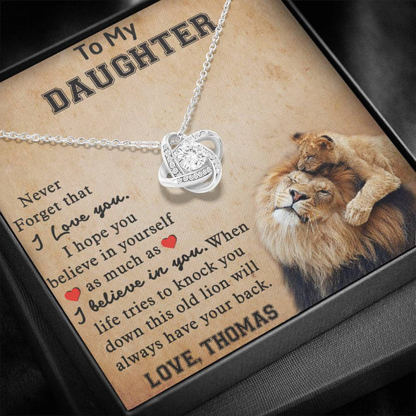 To My Daughter, Never Forget That I Love You, Necklace With Message Card, Gift Ideas For Daughter, Knot Custom Necklace, Customize Necklace, Birthday Gift