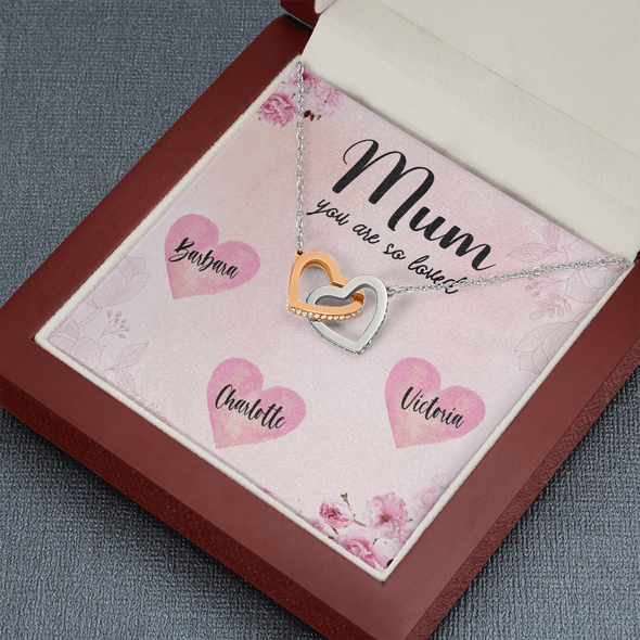 Mum Customized Pendant, Interlocking Hearts Necklace, Customized Pendant For Her, Mother's Day Gift, Birthday Gift, Christmas, Anniversary, Gift For Her, Valentine's Day, Jewelry For Her