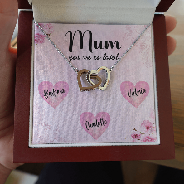 Mum Customized Pendant, Interlocking Hearts Necklace, Customized Pendant For Her, Mother's Day Gift, Birthday Gift, Christmas, Anniversary, Gift For Her, Valentine's Day, Jewelry For Her