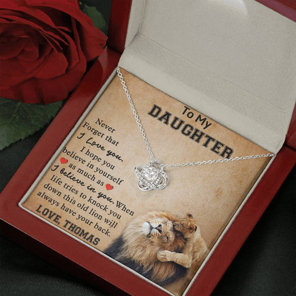 To My Daughter, Never Forget That I Love You, Necklace With Message Card, Gift Ideas For Daughter, Knot Custom Necklace, Customize Necklace, Birthday Gift