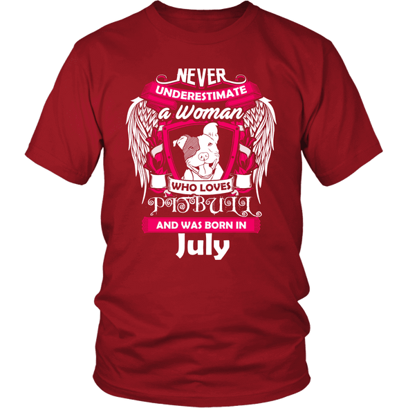 July Women Who Loves Pitbull Shirt, Hoodie & Tank