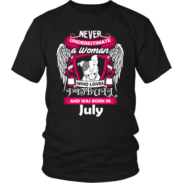 July Women Who Loves Pitbull Shirt, Hoodie & Tank