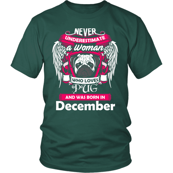 December Women Who Loves Pug Shirt