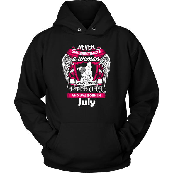 July Women Who Loves Pitbull Shirt, Hoodie & Tank